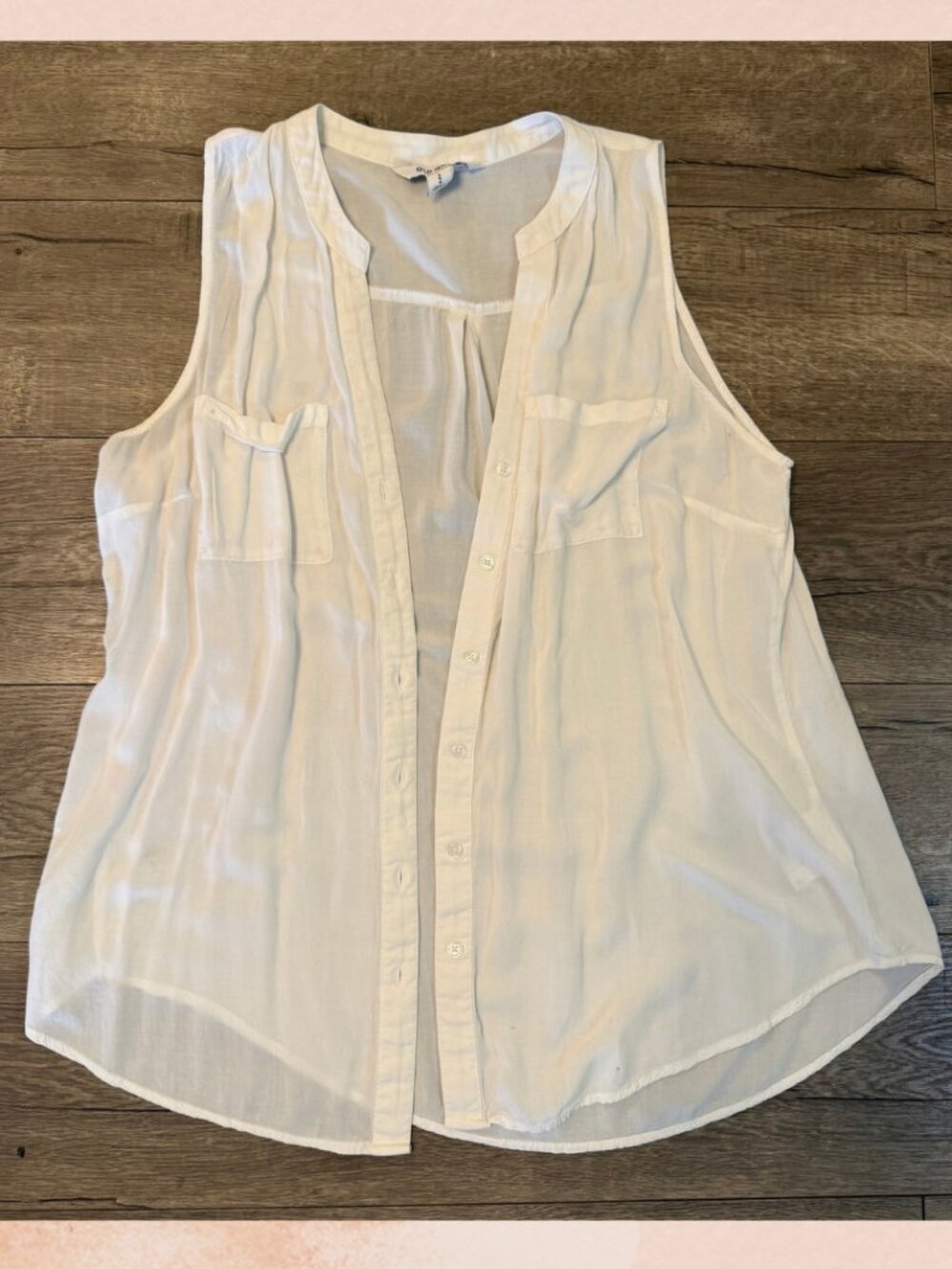 Old Navy White Sheer Button-Down Sleeveless Blouse